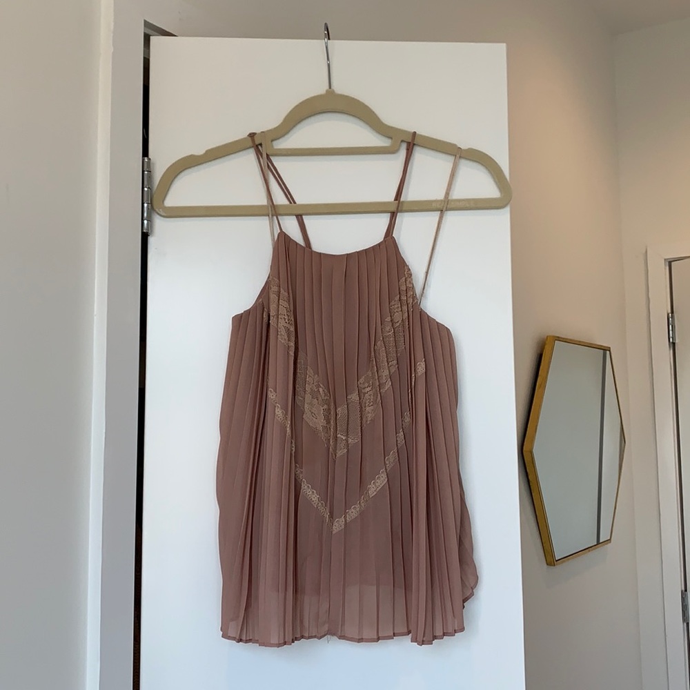 ASTR pink pleated tank